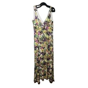 JENNIFER LOPEZ STRETCH KNIT MAXI DRESS PURPLE/Yellow, SZ XL